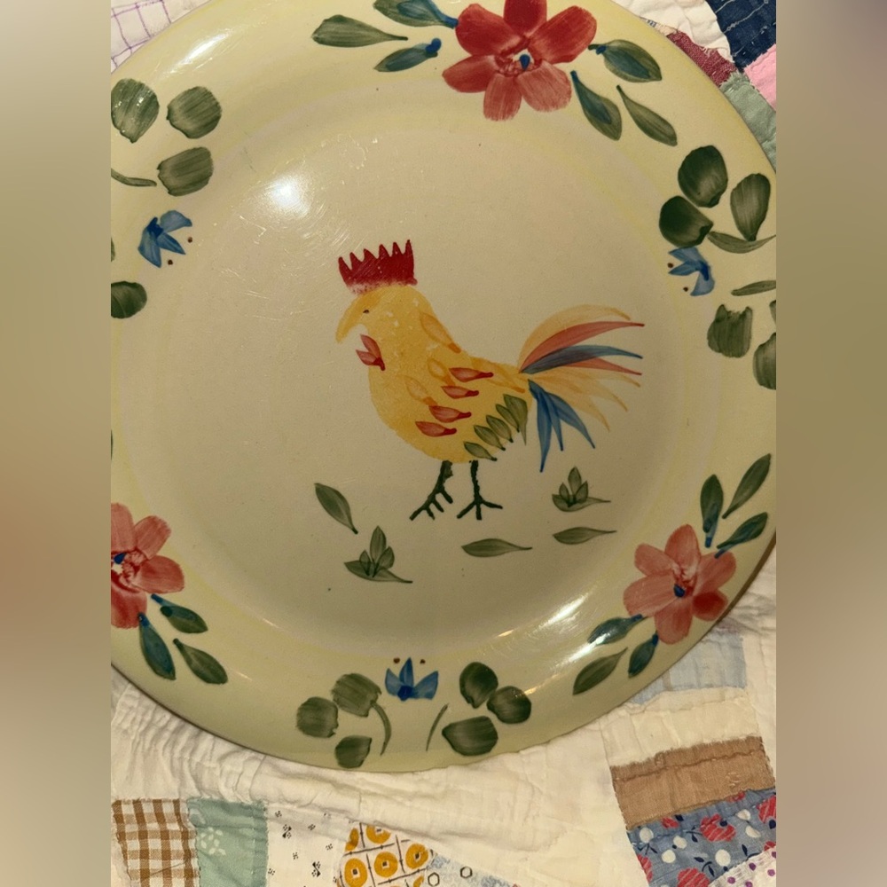 Farmhouse Colorful Rooster Ceramic Dinner Plate